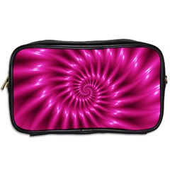 Glossy Hot Pink Fractal Spiral Toiletries Bag (Two Sides) from ArtsNow.com Back