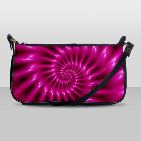 Glossy Hot Pink Fractal Spiral Shoulder Clutch Bag from ArtsNow.com Front