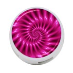 Glossy Hot Pink Fractal Spiral 4-Port USB Hub (One Side)