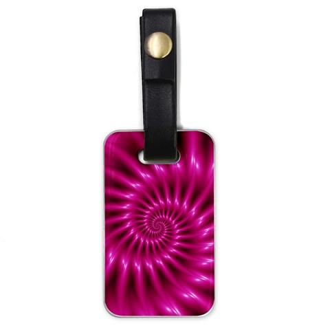 Glossy Hot Pink Fractal Spiral Luggage Tag (one side) from ArtsNow.com Front