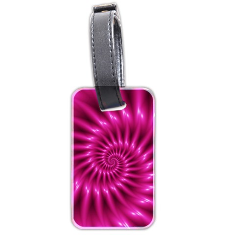 Glossy Hot Pink Fractal Spiral Luggage Tag (two sides) from ArtsNow.com Front