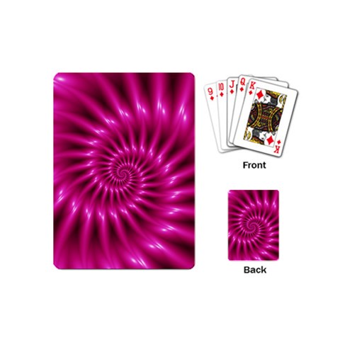 Glossy Hot Pink Fractal Spiral Playing Cards (Mini) from ArtsNow.com Back