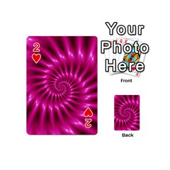 Glossy Hot Pink Fractal Spiral Playing Cards 54 (Mini) from ArtsNow.com Front - Heart2