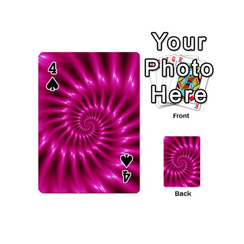 Glossy Hot Pink Fractal Spiral Playing Cards 54 (Mini) from ArtsNow.com Front - Spade4