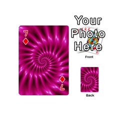 Glossy Hot Pink Fractal Spiral Playing Cards 54 (Mini) from ArtsNow.com Front - Diamond7