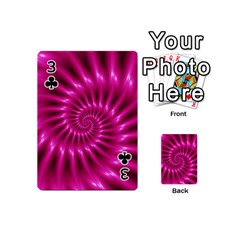 Glossy Hot Pink Fractal Spiral Playing Cards 54 (Mini) from ArtsNow.com Front - Club3