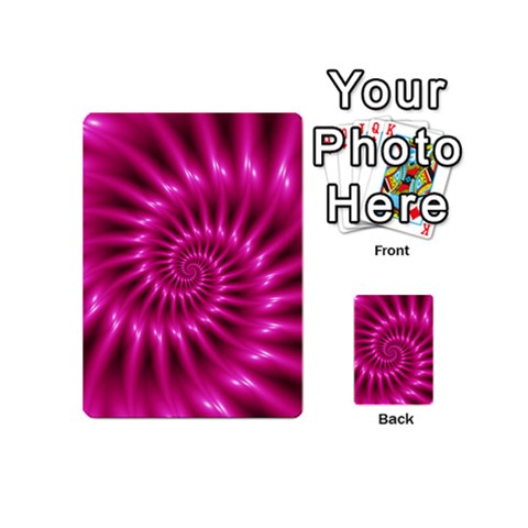 Glossy Hot Pink Fractal Spiral Playing Cards 54 (Mini) from ArtsNow.com Back