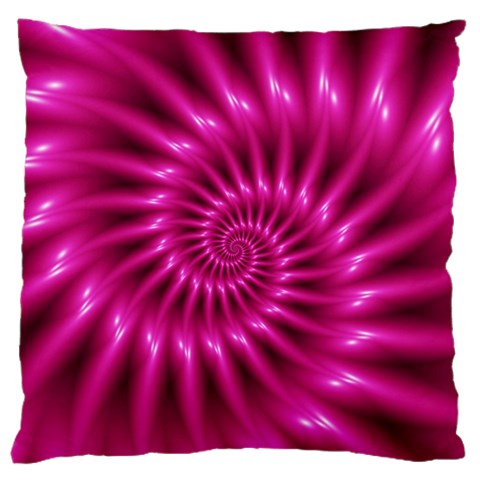 Glossy Hot Pink Fractal Spiral Large Cushion Case (One Side) from ArtsNow.com Front