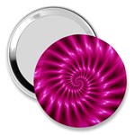 Glossy Hot Pink Fractal Spiral 3  Handbag Mirror