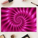 Glossy Hot Pink Fractal Spiral Cosmetic Bag (XXL)