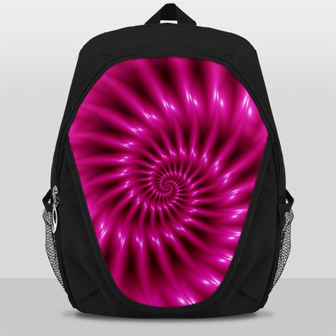 Glossy Hot Pink Fractal Spiral Backpack Bag from ArtsNow.com Front