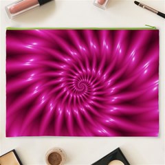 Glossy Hot Pink Fractal Spiral Cosmetic Bag (XXXL) from ArtsNow.com Back