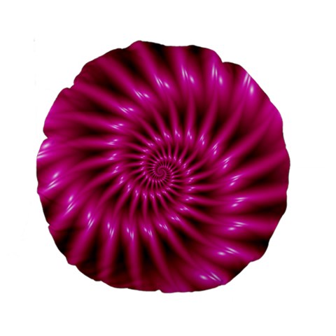 Glossy Hot Pink Fractal Spiral Standard 15  Premium Round Cushion  from ArtsNow.com Front