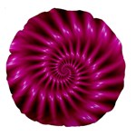 Glossy Hot Pink Fractal Spiral Large 18  Premium Round Cushion 