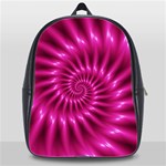 Glossy Hot Pink Fractal Spiral School Bag (XL)