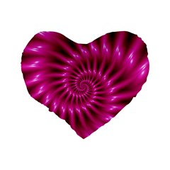 Glossy Hot Pink Fractal Spiral Standard 16  Premium Heart Shape Cushion  from ArtsNow.com Back