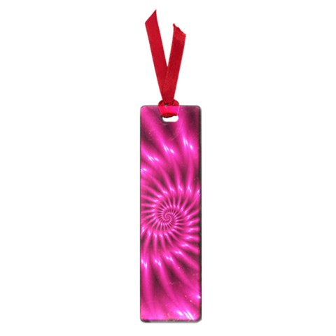 Glossy Hot Pink Fractal Spiral Small Book Mark from ArtsNow.com Front