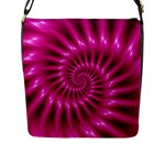 Glossy Hot Pink Fractal Spiral Flap Closure Messenger Bag (L)