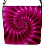 Glossy Hot Pink Fractal Spiral Flap Closure Messenger Bag (S)