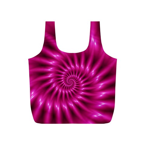 Glossy Hot Pink Fractal Spiral Full Print Recycle Bag (S) from ArtsNow.com Back