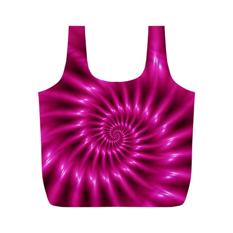 Glossy Hot Pink Fractal Spiral Full Print Recycle Bag (M) from ArtsNow.com Back