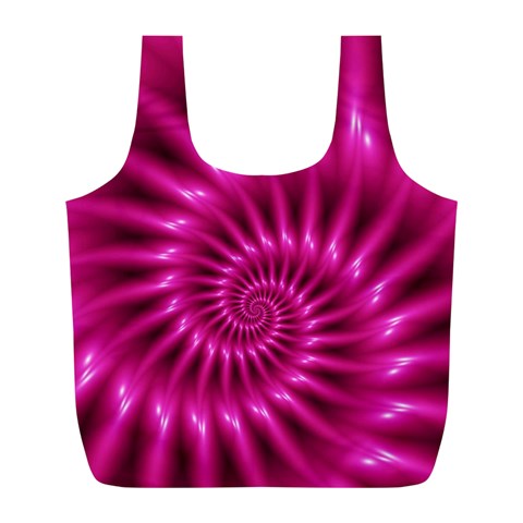 Glossy Hot Pink Fractal Spiral Full Print Recycle Bag (L) from ArtsNow.com Front