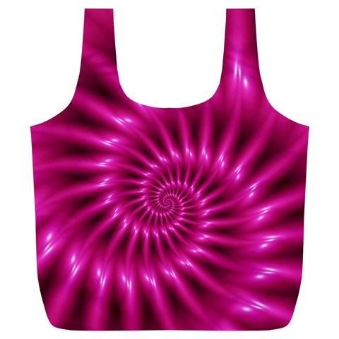 Glossy Hot Pink Fractal Spiral Full Print Recycle Bag (XL) from ArtsNow.com Front