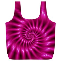 Glossy Hot Pink Fractal Spiral Full Print Recycle Bag (XL) from ArtsNow.com Front