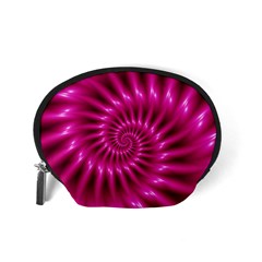 Glossy Hot Pink Fractal Spiral Accessory Pouch (Small) from ArtsNow.com Back