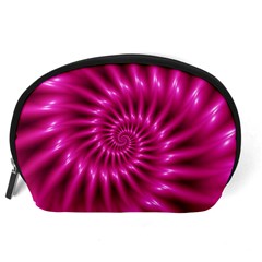 Glossy Hot Pink Fractal Spiral Accessory Pouch (Large) from ArtsNow.com Back