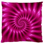 Glossy Hot Pink Fractal Spiral Large Flano Cushion Case (One Side)