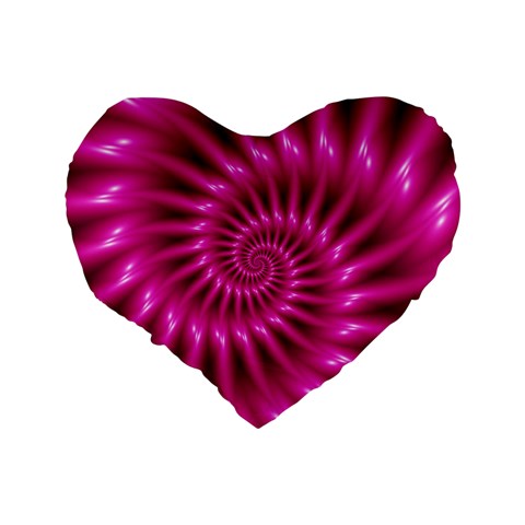 Glossy Hot Pink Fractal Spiral Standard 16  Premium Flano Heart Shape Cushion  from ArtsNow.com Back