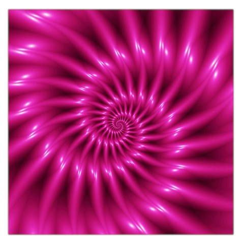 Glossy Hot Pink Fractal Spiral Large Satin Scarf (Square) from ArtsNow.com Front