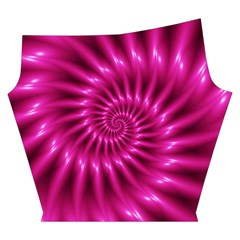 Glossy Hot Pink Fractal Spiral Yoga Cropped Leggings from ArtsNow.com Left