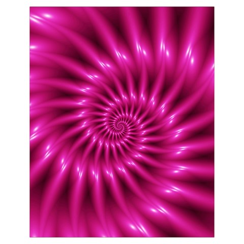 Glossy Hot Pink Fractal Spiral Drawstring Pouch (XL) from ArtsNow.com Front