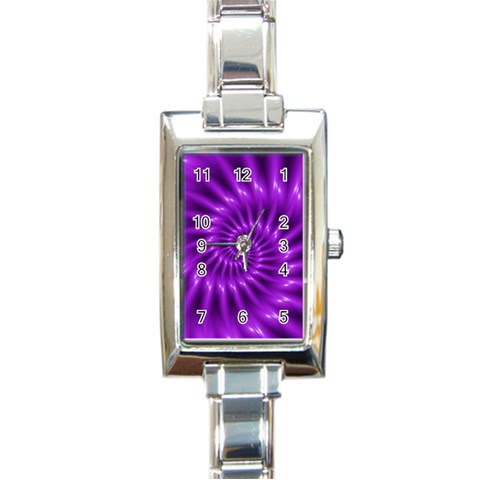 Glossy Bright Purple Fractal Spiral  Rectangle Italian Charm Watch from ArtsNow.com Front