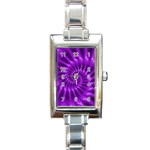 Glossy Bright Purple Fractal Spiral  Rectangle Italian Charm Watch