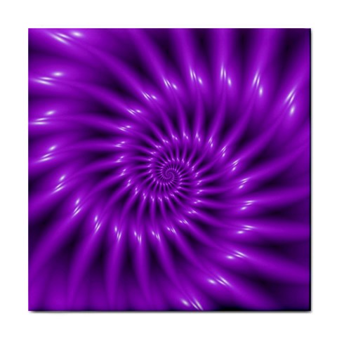 Glossy Bright Purple Fractal Spiral  Tile Coaster from ArtsNow.com Front