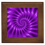 Glossy Bright Purple Fractal Spiral  Framed Tile