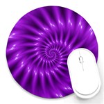 Glossy Bright Purple Fractal Spiral  Round Mousepad