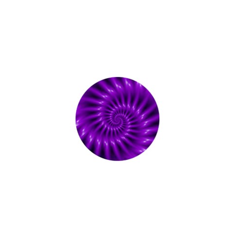 Glossy Bright Purple Fractal Spiral  1  Mini Button from ArtsNow.com Front