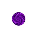 Glossy Bright Purple Fractal Spiral  1  Mini Button