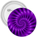 Glossy Bright Purple Fractal Spiral  3  Button