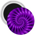 Glossy Bright Purple Fractal Spiral  3  Magnet