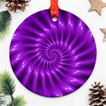 Glossy Bright Purple Fractal Spiral  Ornament (Round)