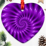 Glossy Bright Purple Fractal Spiral  Ornament (Heart)