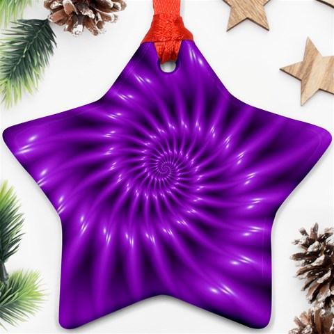 Glossy Bright Purple Fractal Spiral  Ornament (Star) from ArtsNow.com Front