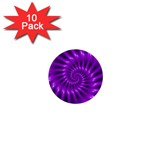 Glossy Bright Purple Fractal Spiral  1  Mini Button (10 pack) 