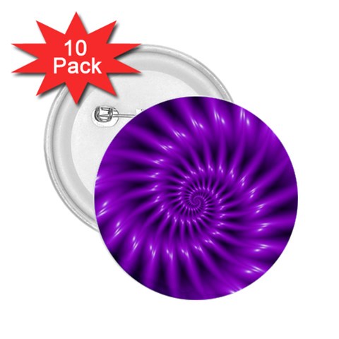 Glossy Bright Purple Fractal Spiral  2.25  Button (10 pack) from ArtsNow.com Front