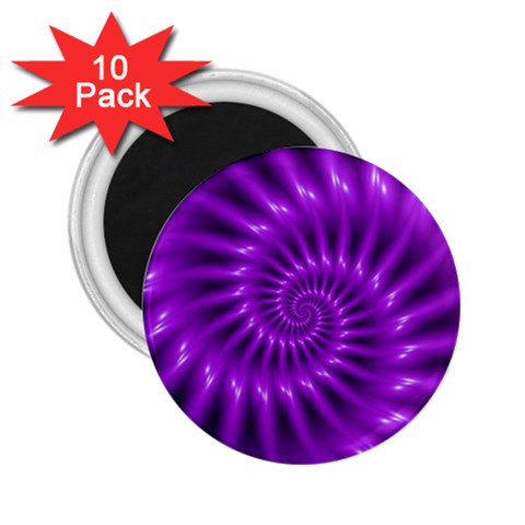 Glossy Bright Purple Fractal Spiral  2.25  Magnet (10 pack) from ArtsNow.com Front